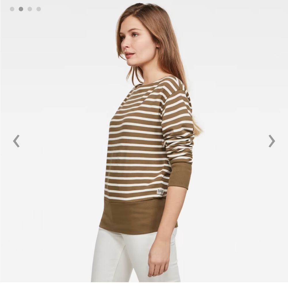 G-Star-Recycled Yarn Dyed Stripe sweater -Organic -Sz M-EUC-Smoke Olive-Milk☀️​​